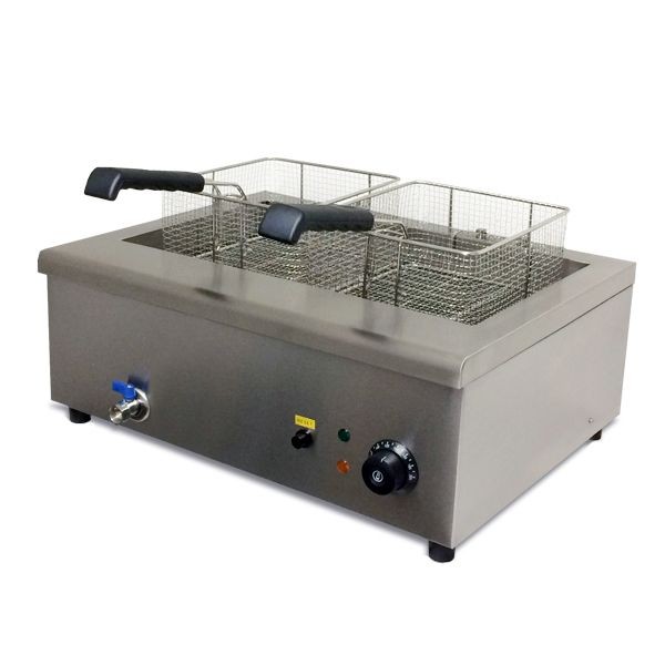 Elektrische Friteuse 20L 220V | Dubbele mand | Aardappel Spiraal Twisters, Friet en Snacks Elektrische Friteuse 20L 220V | Dubbele mand | Aardappel Spiraal Twisters, Friet en Snacks