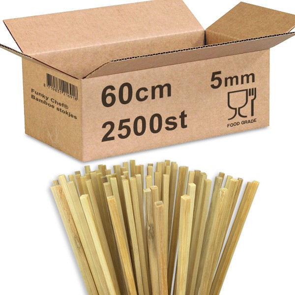 Observatie douche kosten Bamboe stokjes 60cm vierkant Voordeelverpakking | Suikerspin stokken |  Goedkope suikerspinstokken kopen