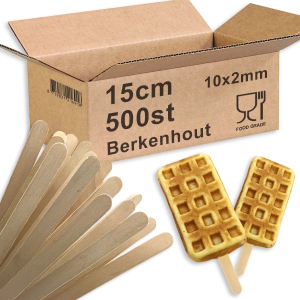 Stokjes voor lolly wafel op een stokje 15cm 500st. Stokjes voor lolly wafel op een stokje 15cm 500st.